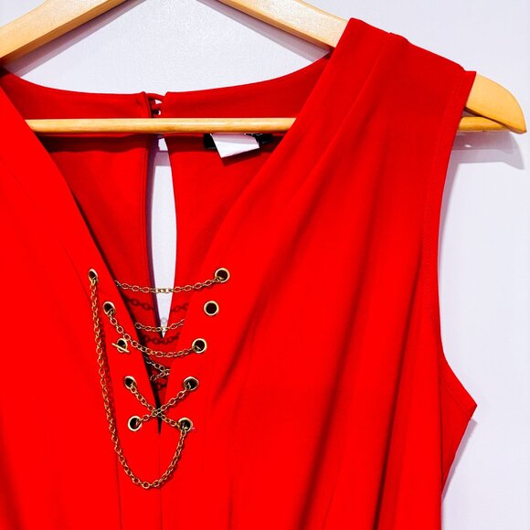 VENUS Red Sleeveless Romper Lace Up Front | Casual Summer | Small * - Picture 4 of 6